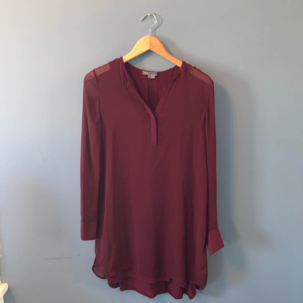 Vince Long Sleeve Shift Silk Dress Size 4